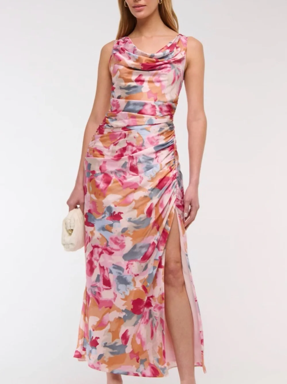 Cowl Neck Draped Maxi Dress
